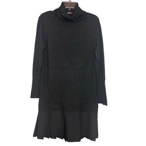 Soft Surroundings Gray Turtleneck Sweater Dress Pleated Hem Petite Medium